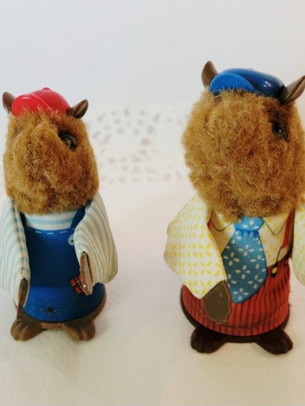 Vintage Pair of 1970s Fisher Price Woodsey Squirrel Finger Puppets, Father/Son